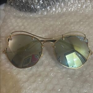 Miu miu Gold Aviator Sunglasses